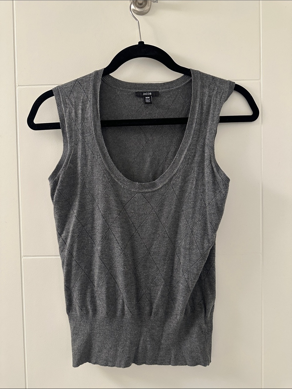 Marc Jacobs Charcoal Diamond-Pattern Knit Tank/knit vest (107)